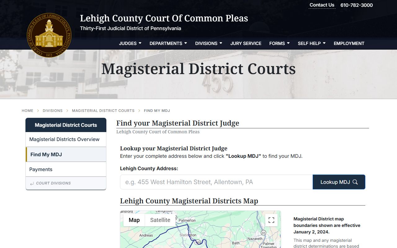 Lehigh County Magisterial District Judge lookup for Allentown court records