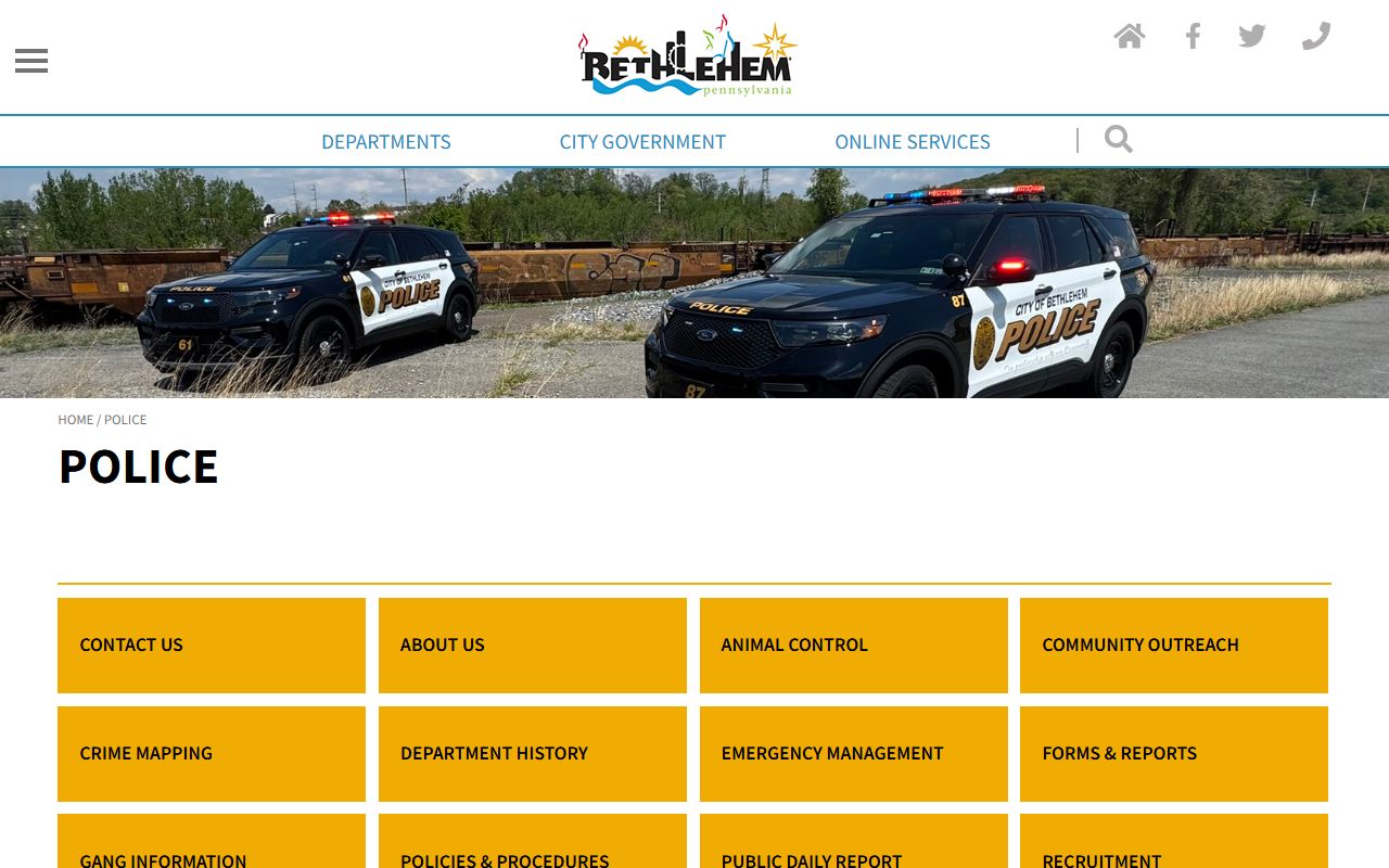 Bethlehem Police Department website for jail mugshots and arrest records