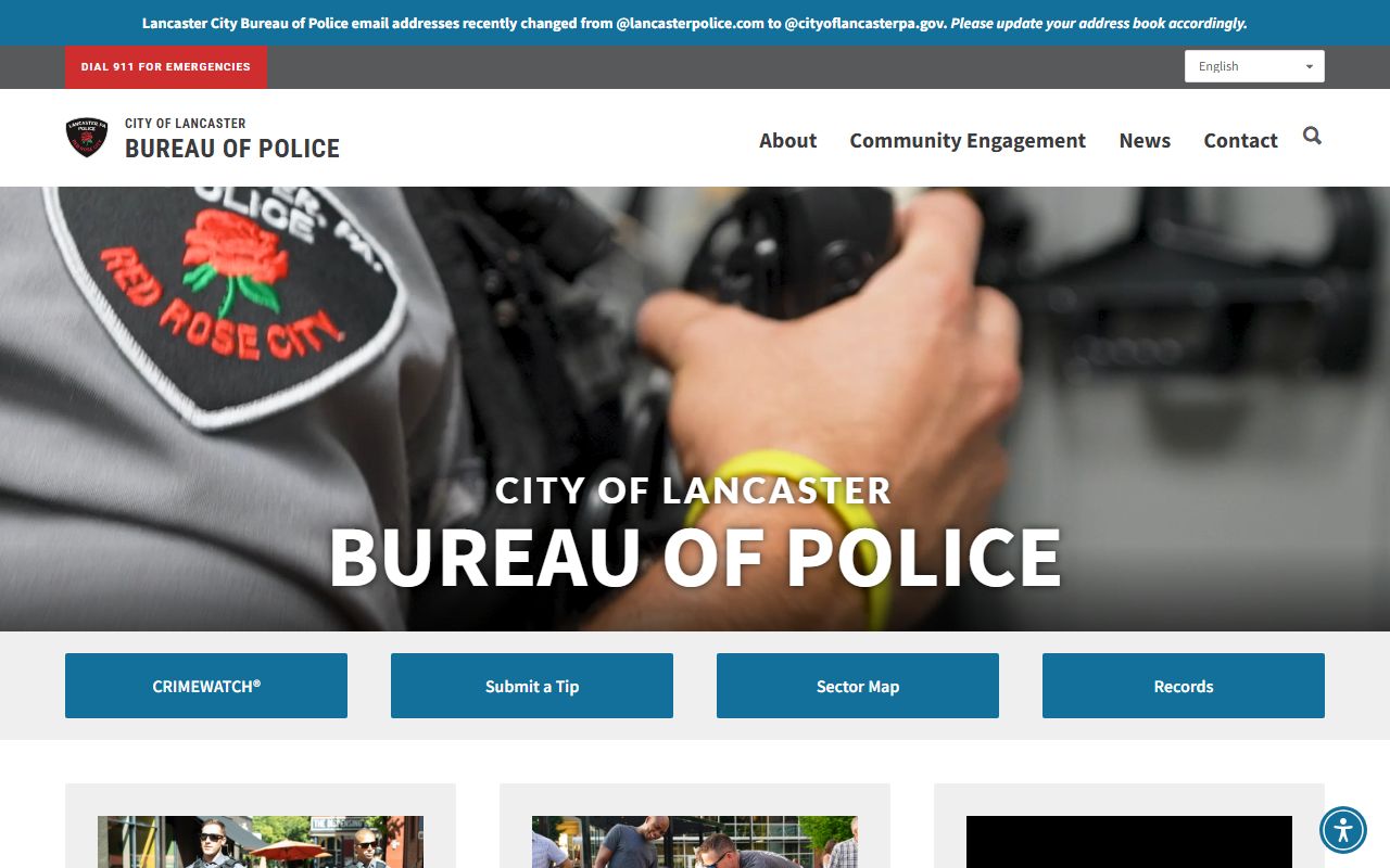 Lancaster City Police Department page for jail mugshots and arrest records