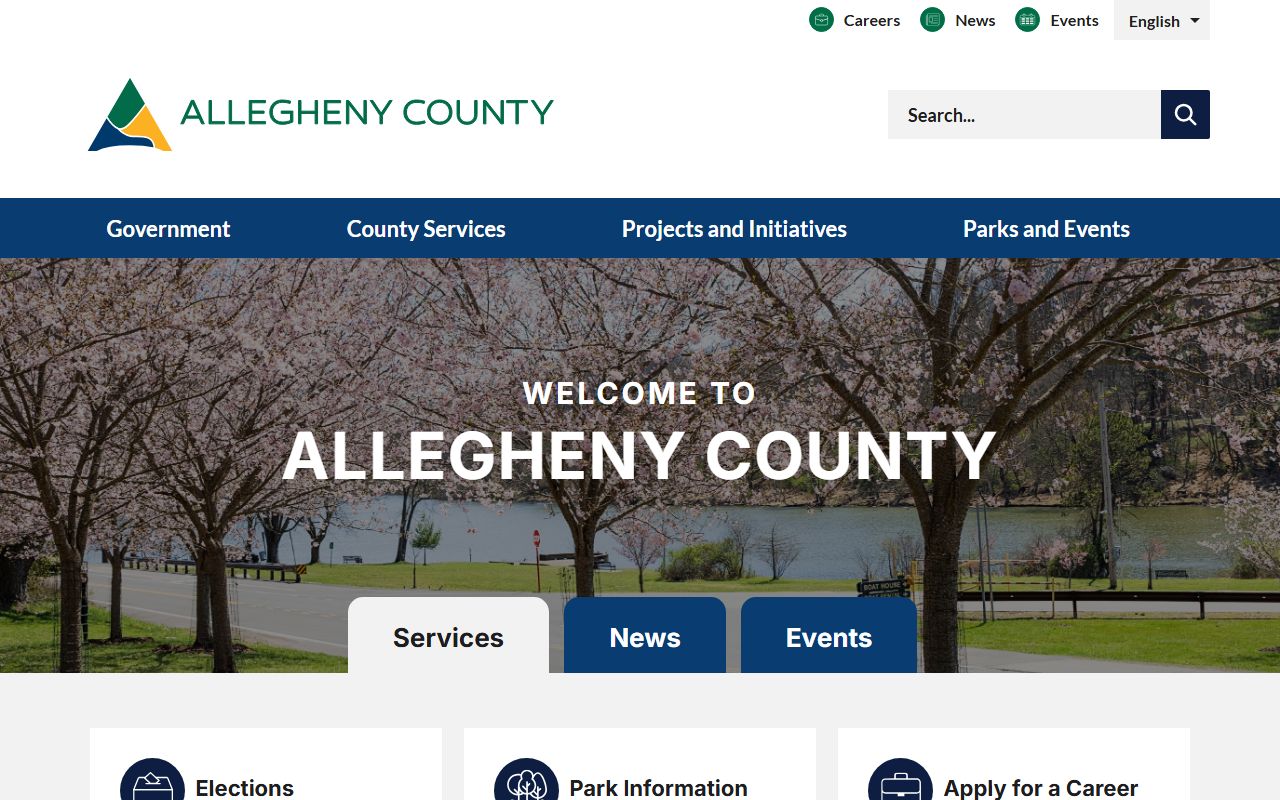 Allegheny County government homepage for inmate records and jail mugshots