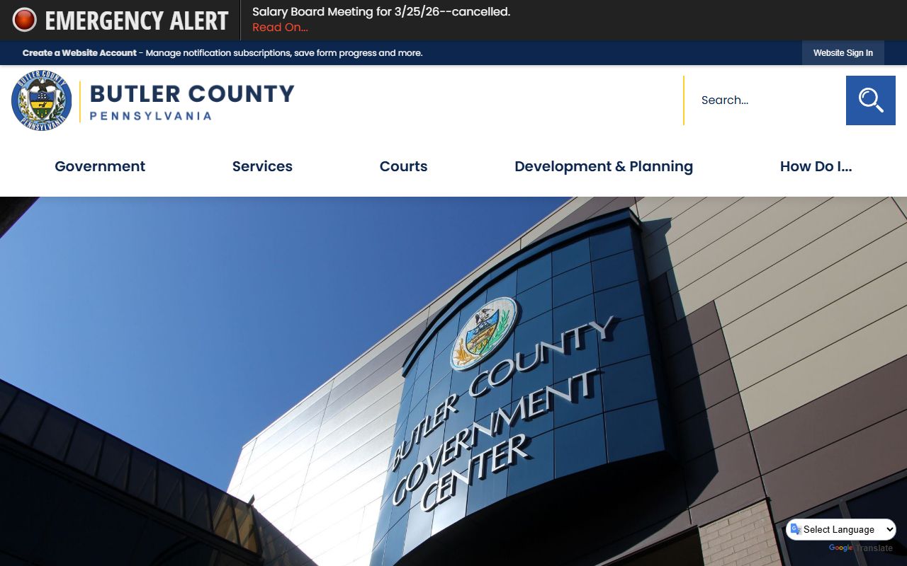 Butler County government website for jail mugshots and public records
