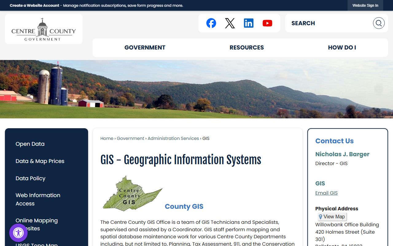 Centre County Sheriff's Office page for arrest records and jail mugshots