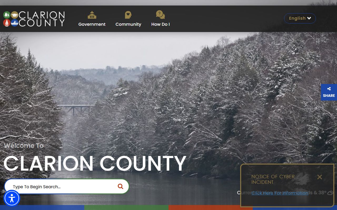 Clarion County government homepage for jail mugshots and arrest records