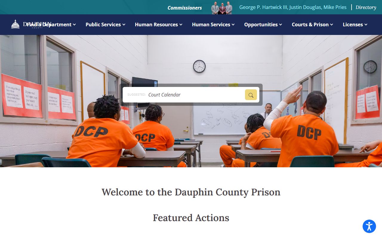 Dauphin County Prison official page for booking records and jail mugshots