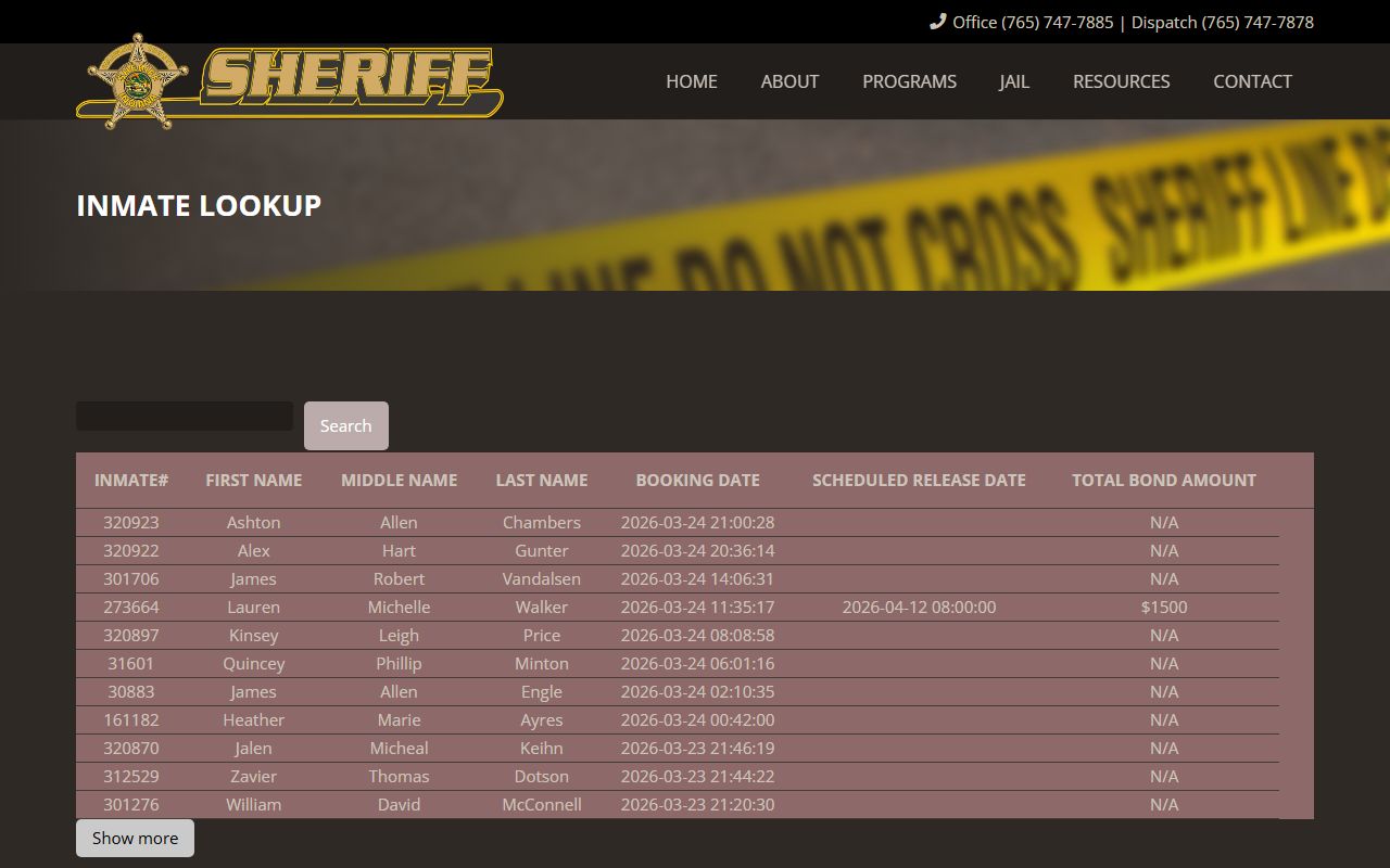 Delaware County Sheriff inmate lookup tool for jail mugshots