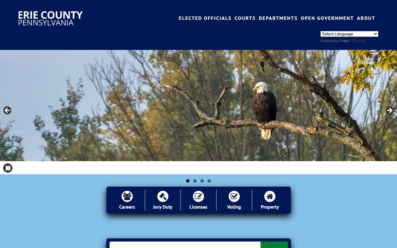 Erie County government homepage for jail mugshots and public records