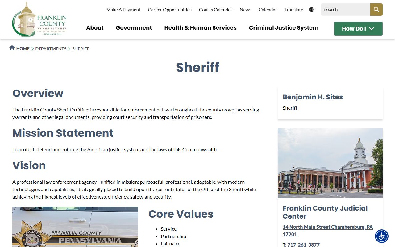 Franklin County Sheriff's Office page for arrest records and jail mugshots