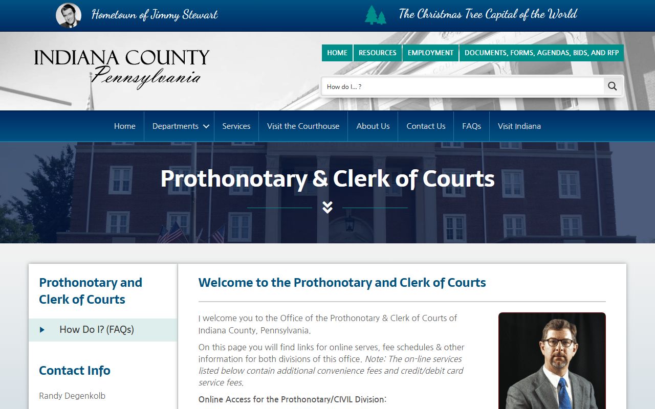 Indiana County Prothonotary and Clerk of Courts for criminal case records