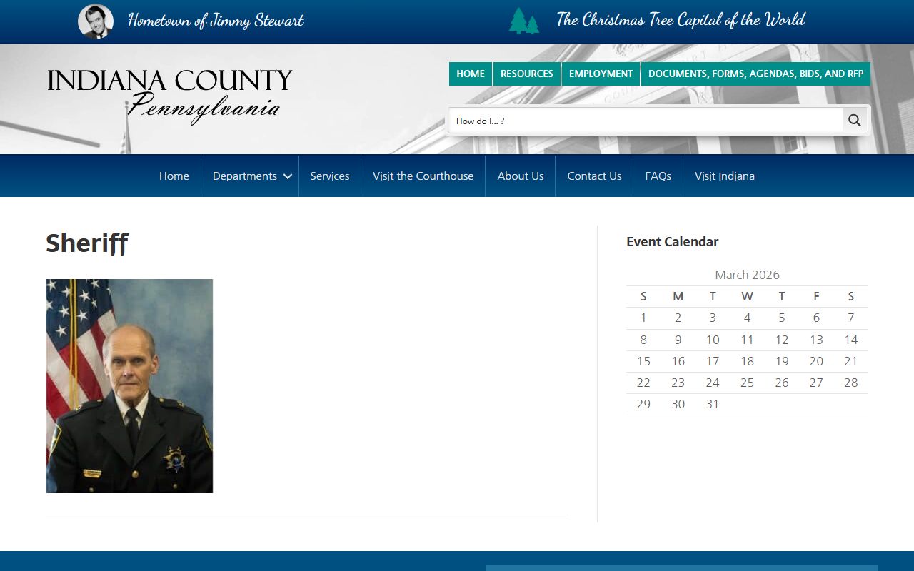 Indiana County Sheriff's Office website for jail mugshots and arrest records