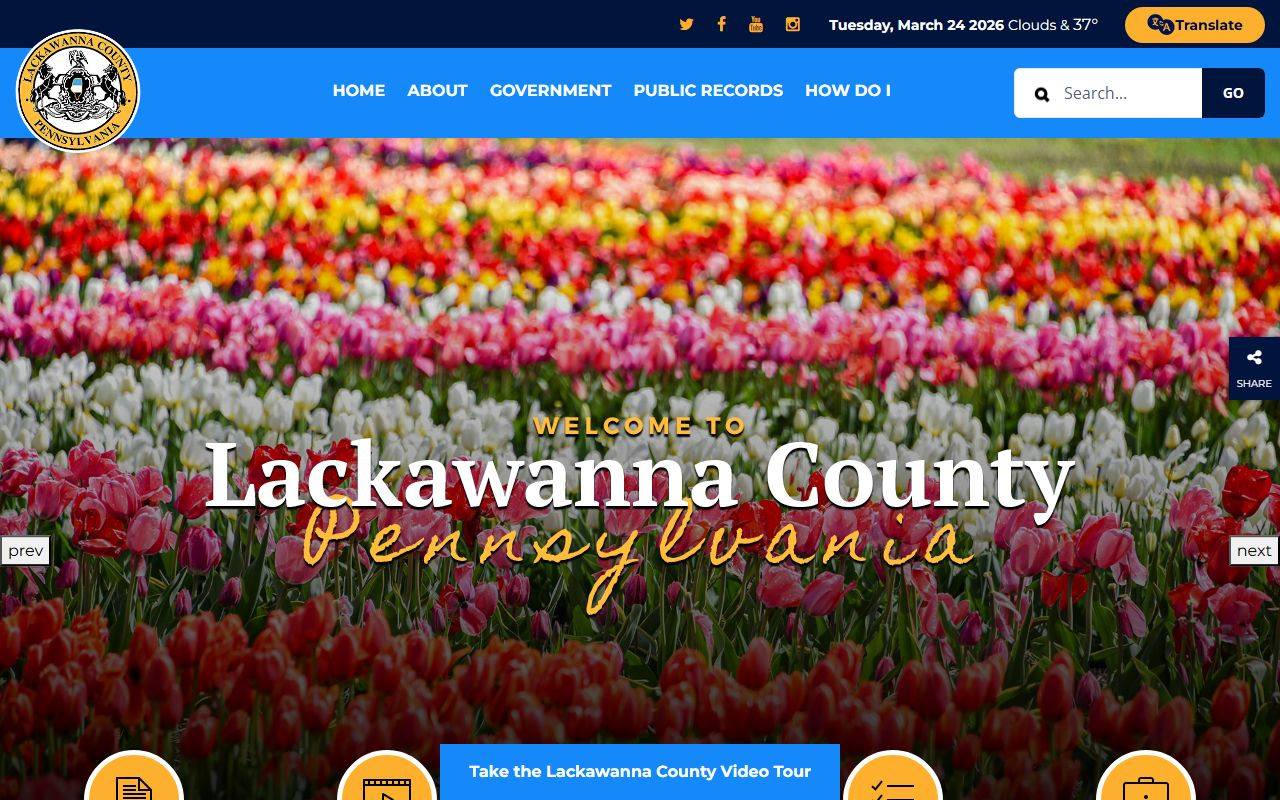 Lackawanna County homepage for jail mugshots and county services