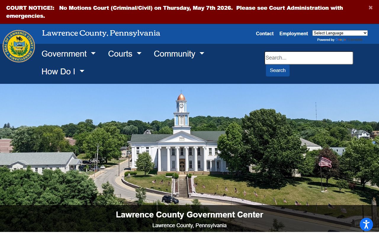 Lawrence County government homepage for jail mugshots and online services