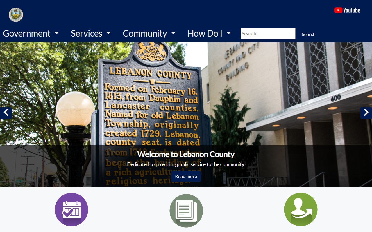 Lebanon County government homepage for jail mugshots and public records access