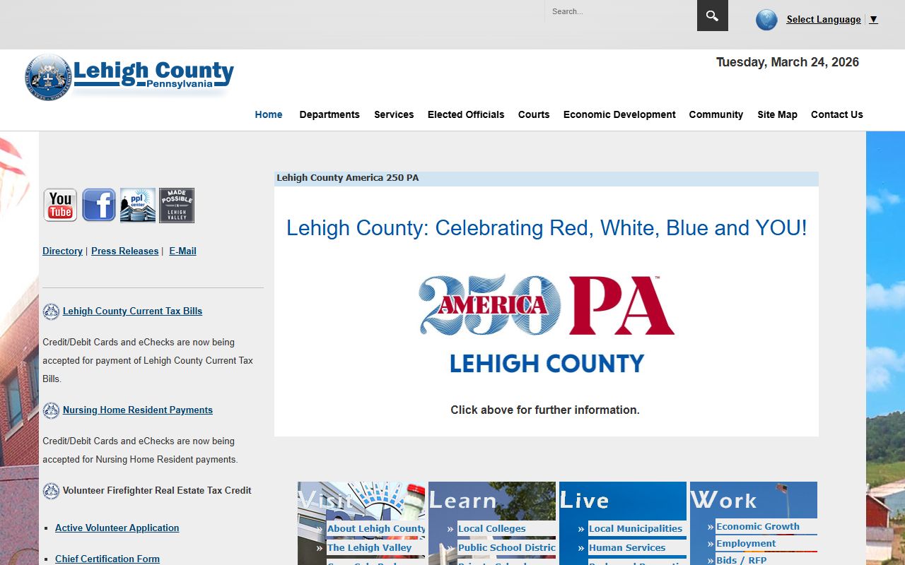 Lehigh County government homepage for jail mugshots and arrest records