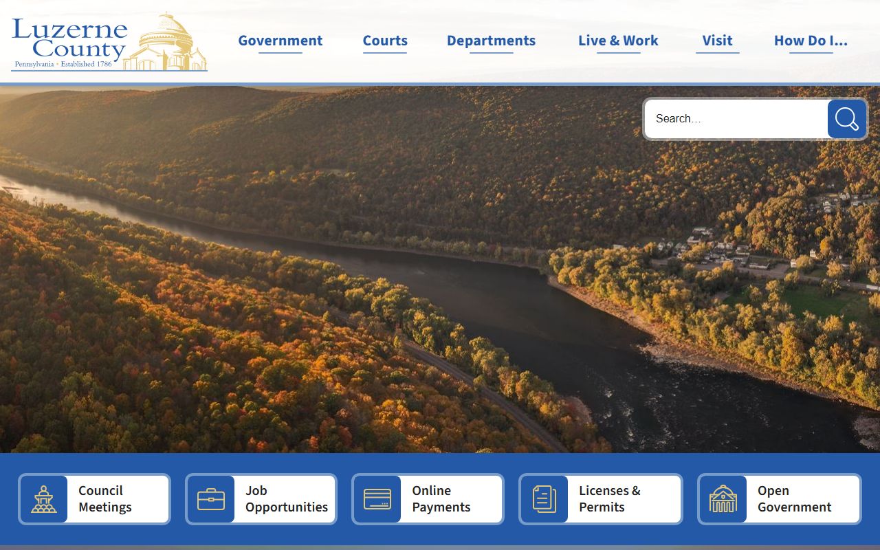 Luzerne County government homepage for jail mugshots and arrest records