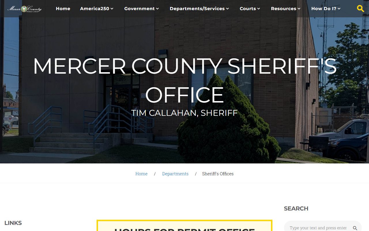 Mercer County Sheriff's Office page for arrest records and jail mugshots
