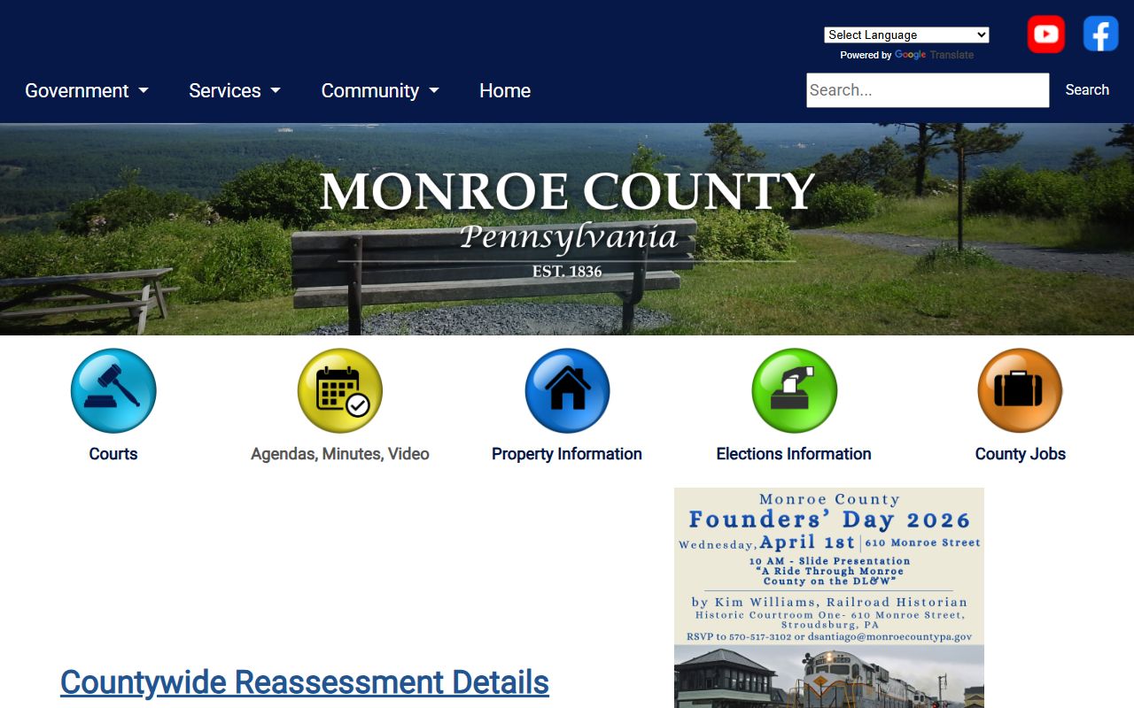 Monroe County government homepage for jail mugshots and public records access