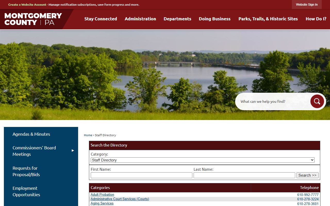 Montgomery County department directory for jail mugshots and records contacts