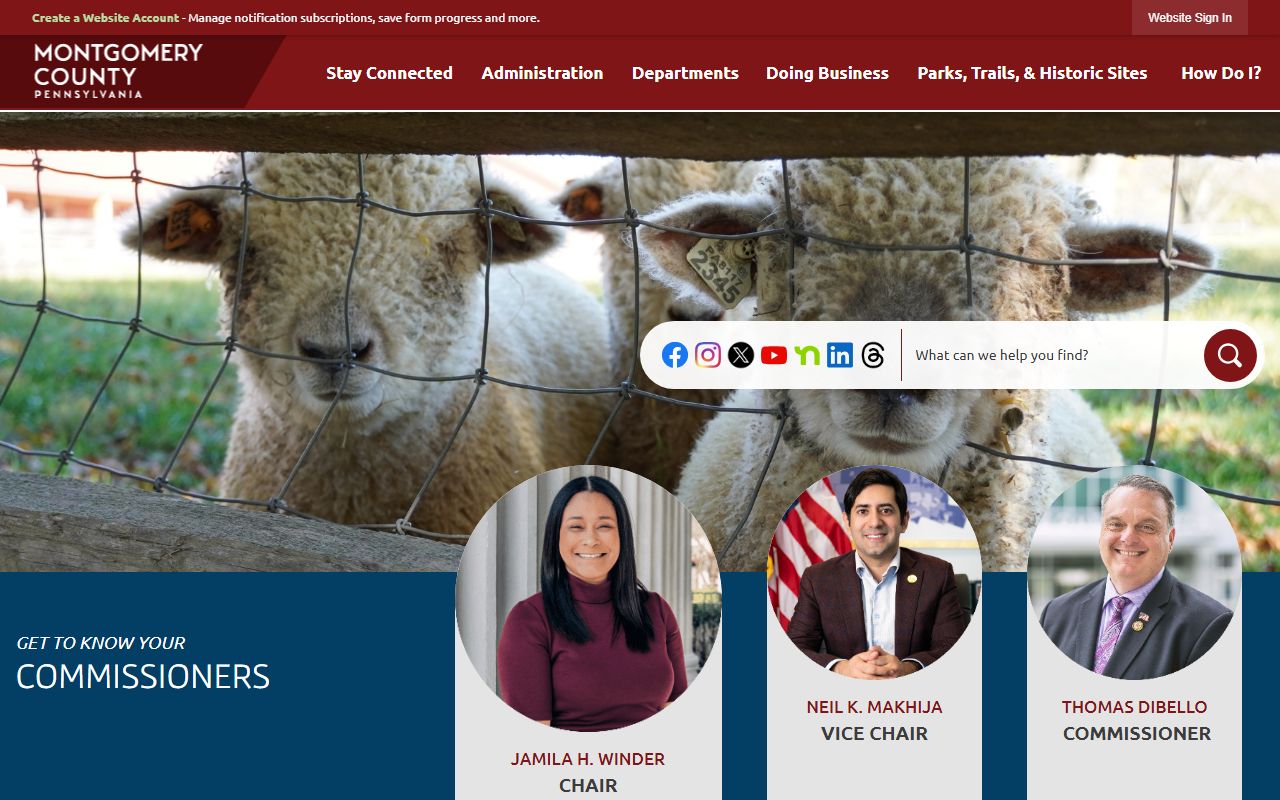 Montgomery County government homepage for jail mugshots and public records