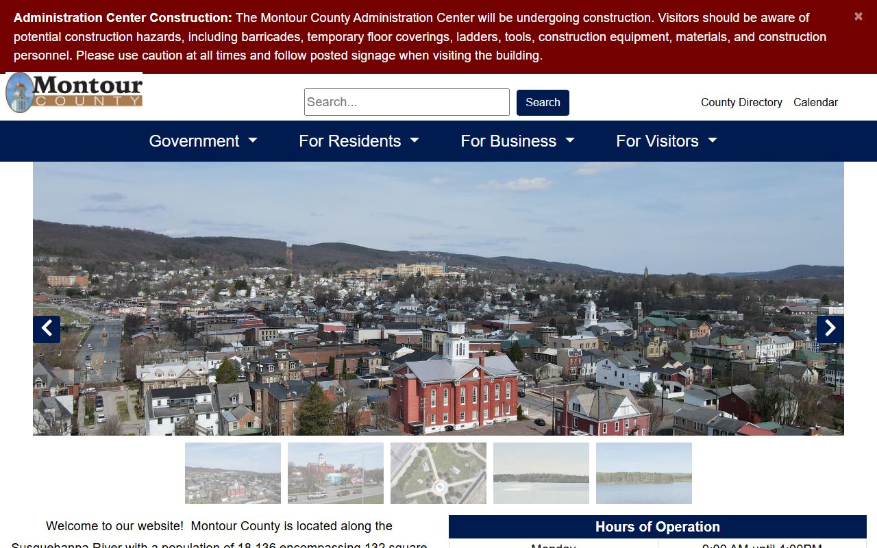 Montour County government homepage for jail mugshots and public records