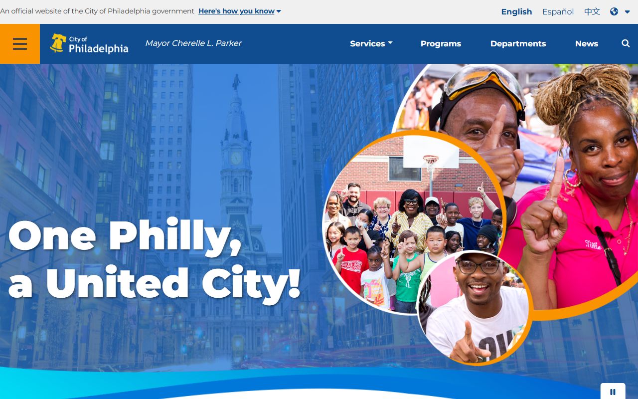 Philadelphia city government homepage for jail mugshots and arrest records