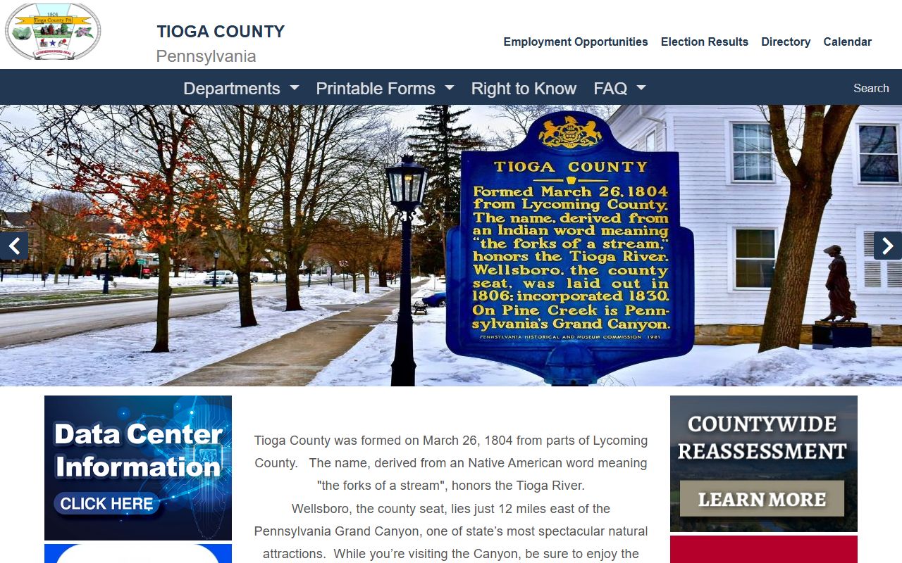 Tioga County government homepage for jail mugshots and arrest records
