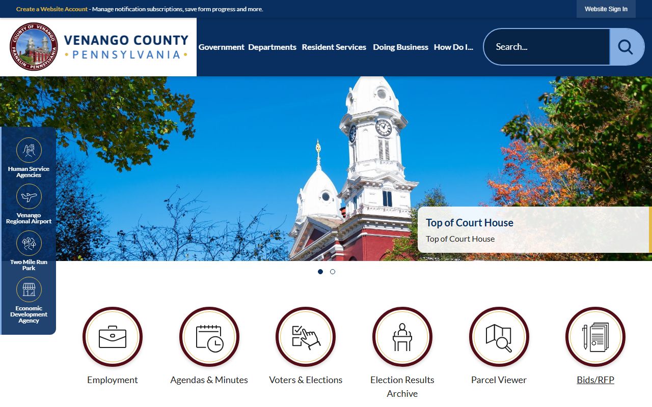 Venango County government homepage for jail mugshots and arrest records