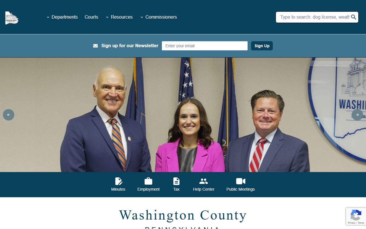 Washington County government homepage for jail mugshots and arrest records