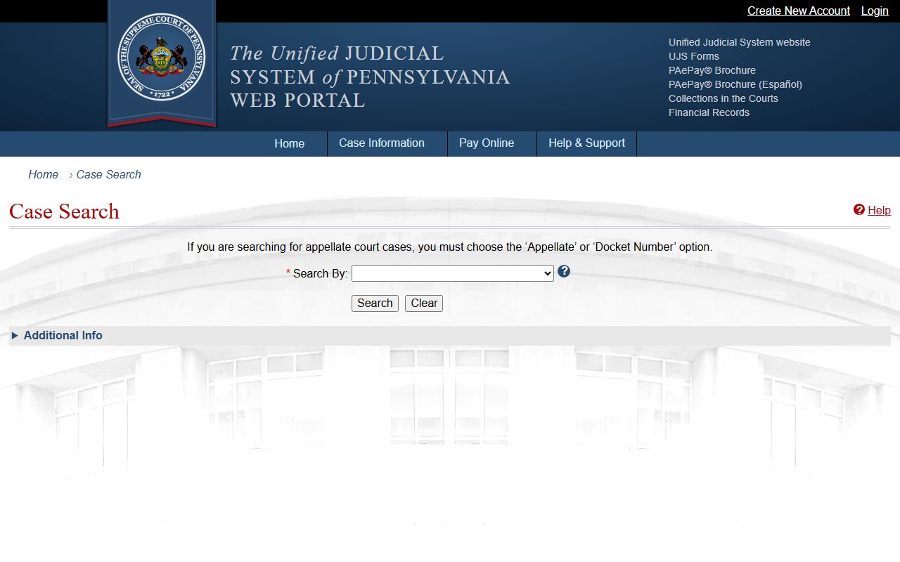 Pennsylvania case search portal for jail mugshots and arrest records
