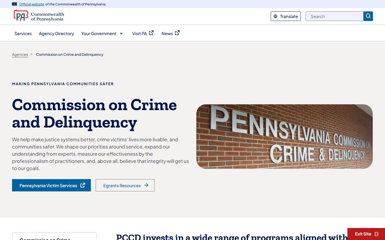 Pennsylvania Commission on Crime and Delinquency jail mugshots resources