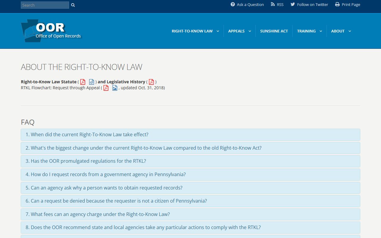 Pennsylvania Office of Open Records for jail mugshots requests